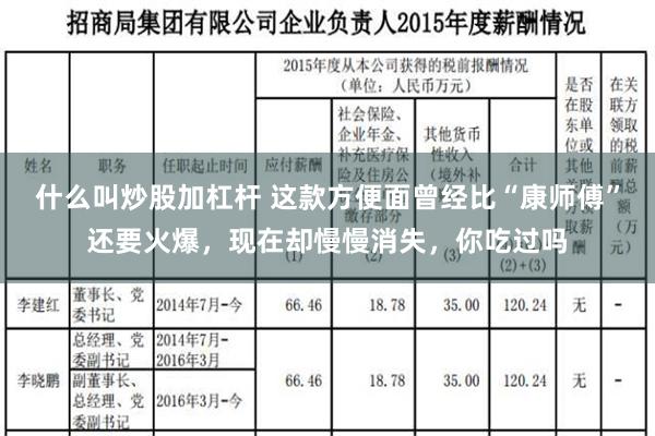 什么叫炒股加杠杆 这款方便面曾经比“康师傅”还要火爆，现在却慢慢消失，你吃过吗